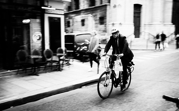 Suit on Bicycle by Dean Chiang, Xyclopx